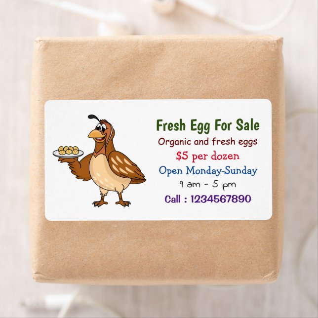 Quail with eggs cartoon fresh egg sign for sale (Insitu)