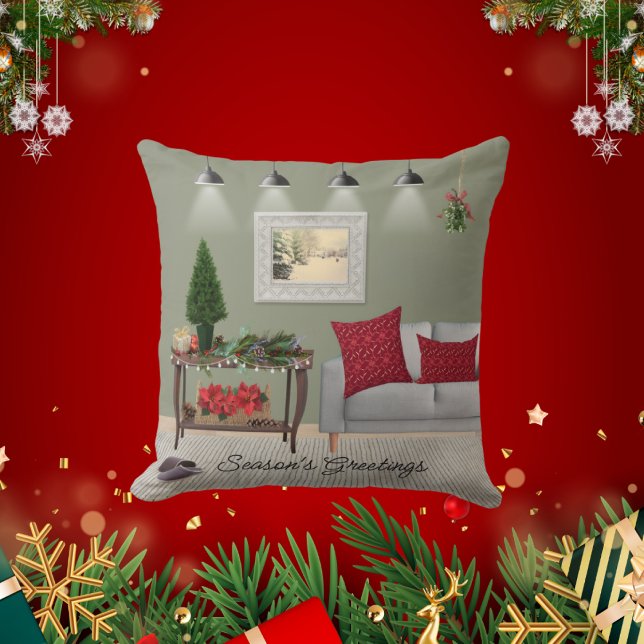 Quaint Christmas Scene Cushion (Creator Uploaded)