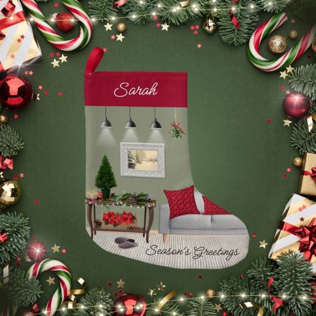 Quaint Christmas Scene Small Christmas Stocking (Creator Uploaded)