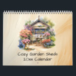 Quaint Cosy Garden Sheds with Flowers Patios Calendar<br><div class="desc">This calendar filled with illustrations of cosy garden sheds with seating and patio will be a big hit with the gardener in your life. Each illustration has flowers,  foliage,  and a comfy seating area. You'll wish you were there!  AI assisted graphics purchased with commercial use.  Artwork:  MokeDE</div>