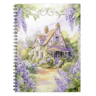Quaint Cottage with Lilacs  Notebook