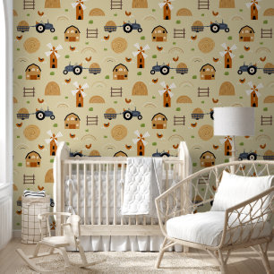 Quaint Country Farmland Childs Bedroom Wallpaper