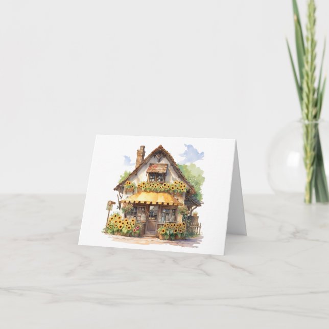 Quaint Countryside Cottage Blank Greeting  Card (Front)