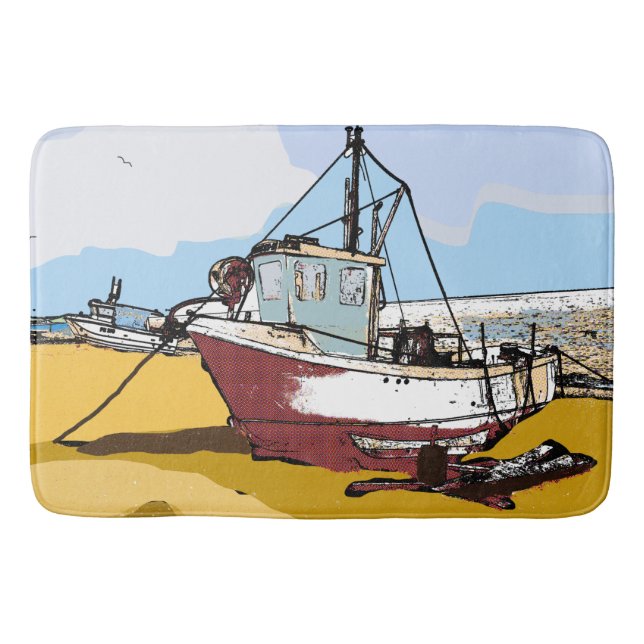 Quaint Fishing Boat  Bath Mat (Front)