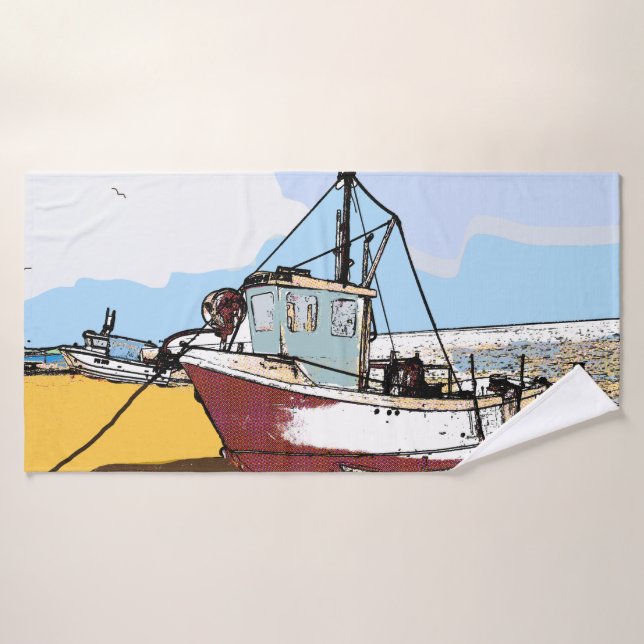 Quaint Fishing Boat  Bath Towel Set (Bath Towel)