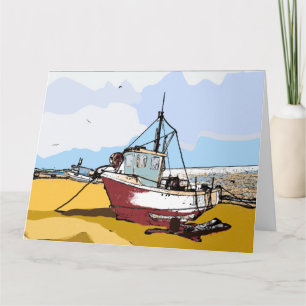 Quaint Fishing Boat Editable Card