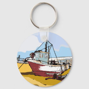 Quaint Fishing Boat   Key Ring