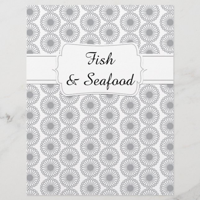 Quaint Grey Floral Recipe Divider (Front)