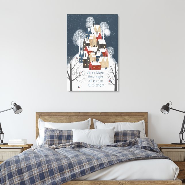 Quaint Little Village On A Hill-Silent Night Poem Canvas Print (Insitu(Bedroom))