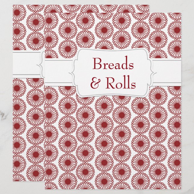 Quaint Maroon Floral Recipe Divider (Front/Back)