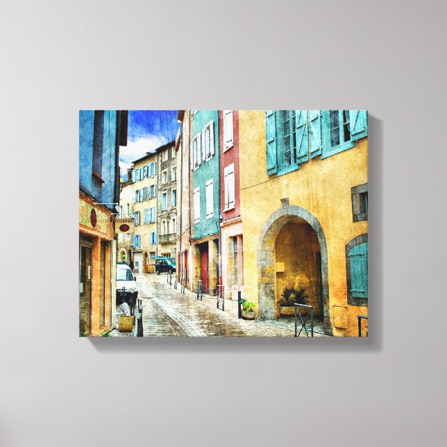 Quaint Old Cobblestone Street Canvas Print (Front)