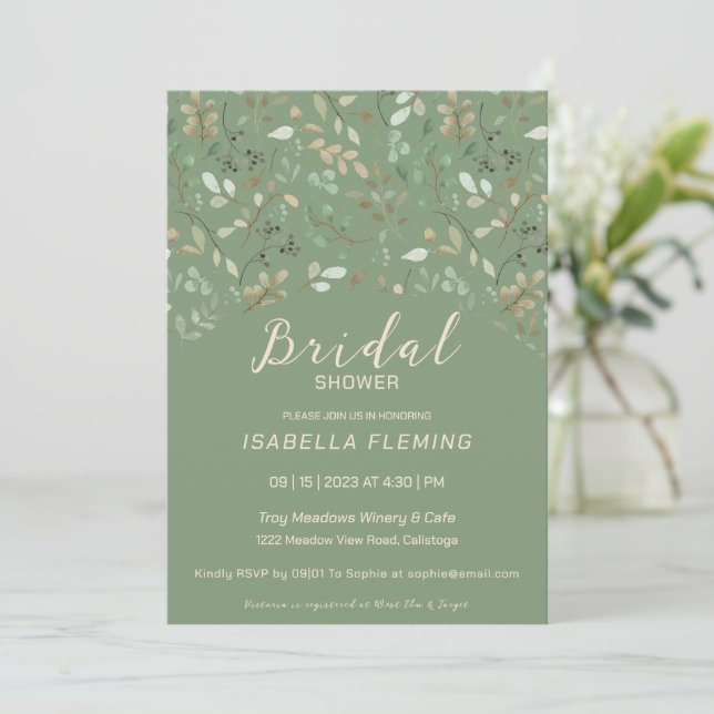 Quaint Painted Floral Bridal Shower Invitation (Standing Front)