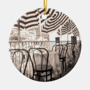 Quaint restaurant balcony, Italy Ceramic Tree Decoration