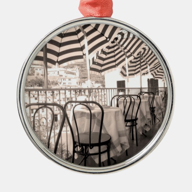 Quaint restaurant balcony, Italy Metal Tree Decoration (Front)