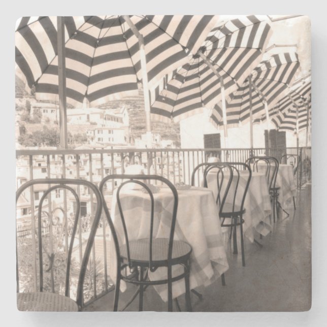 Quaint restaurant balcony, Italy Stone Coaster (Front)