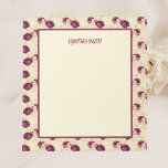 Quaint Romantic Burgundy Roses on Cream Notepad<br><div class="desc">This lovely vintage burgundy rose personalised notepad just might help you smile while you're planning or writing notes. Whether it's a To Do List or a note to your music teacher, it's a lovely place to capture your thoughts. It has a lovely repeat pattern of roses against a pale yellow...</div>