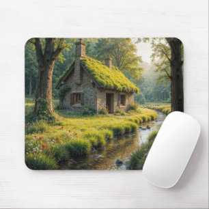 Quaint Stone Cottage By a Woodland Stream Mouse Pad