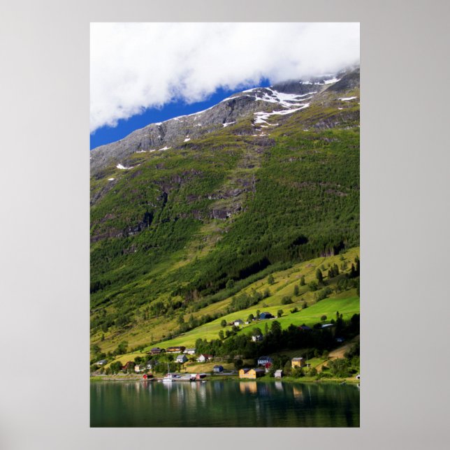 Quaint Village by the fjord, Norway Poster (Front)