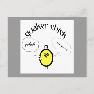 Quaker chick  - love peace potluck (or whatever) postcard