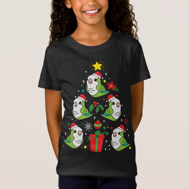 Quaker Parrot Green Christmas Ornament Tree Funny  T-Shirt (Front)