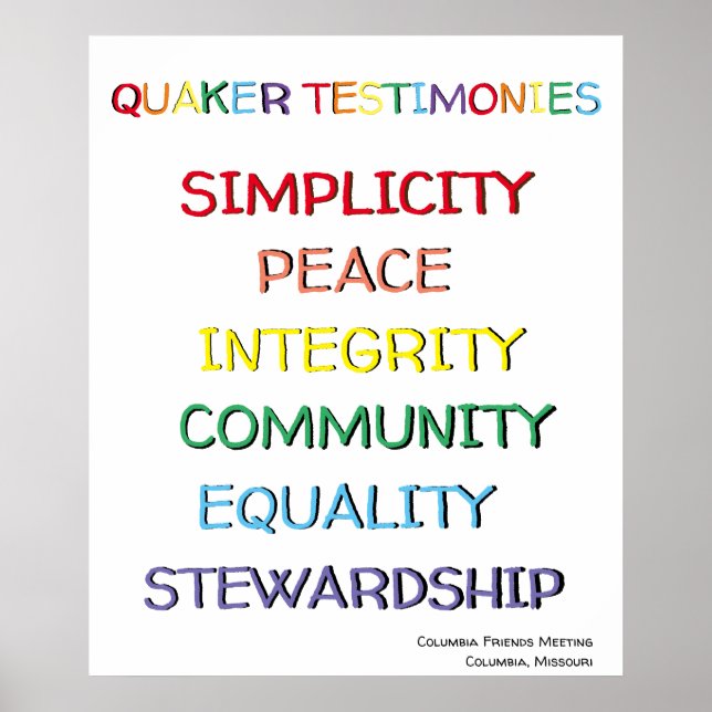 Quaker Testimonies Poster Custom (Front)