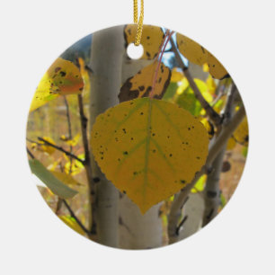 Quaking Aspen Leaf Ceramic Tree Decoration