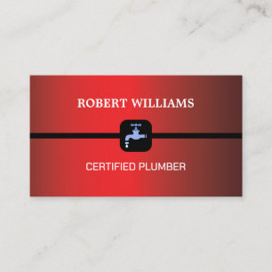 Qualified Home plumber red template with Tape Business Card