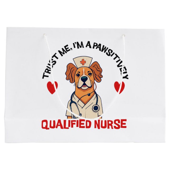 Qualified Nurse Pawsitively Large Gift Bag (Back)