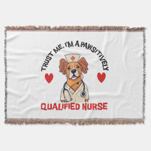 Qualified Nurse Pawsitively Throw Blanket