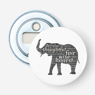 Qualities of an Elephant Word Cloud Bottle Opener