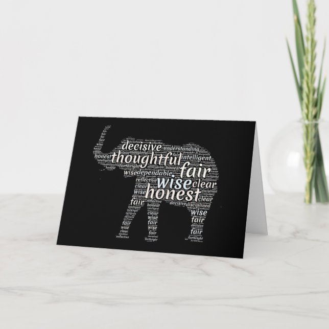 Qualities of an Elephant Word Cloud Card (Front)