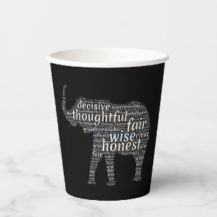 Qualities of an Elephant Word Cloud Paper Cups