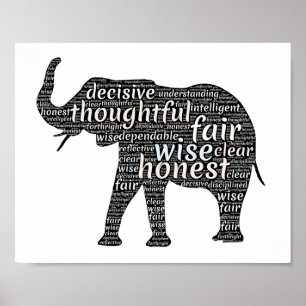 Qualities of an Elephant Word Cloud Poster