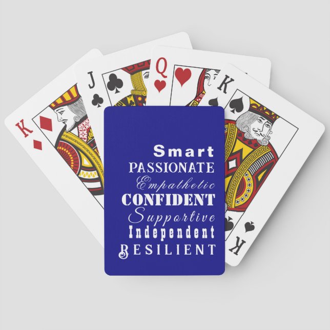 Qualities of Great Women Blue Playing Cards (Back)