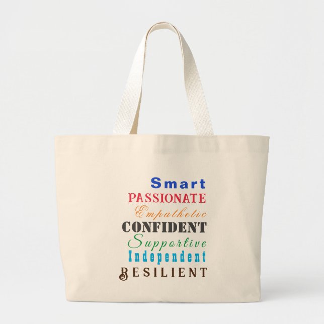 Qualities of Great Women Fun Elegant Colourful Large Tote Bag (Front)