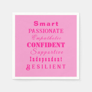 Qualities of Great Women Pink Napkin