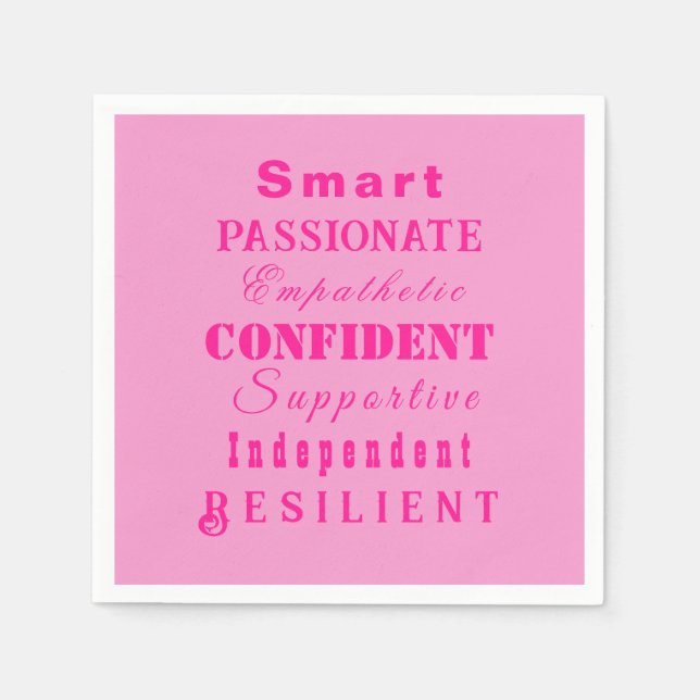 Qualities of Great Women Pink Napkin (Front)