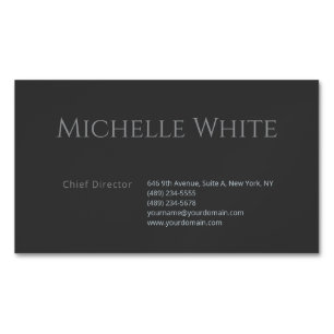 Quality Black Plain Elegant Professional Modern Magnetic Business Card