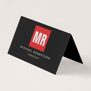Quality Black Red Monogram Unique Business Card