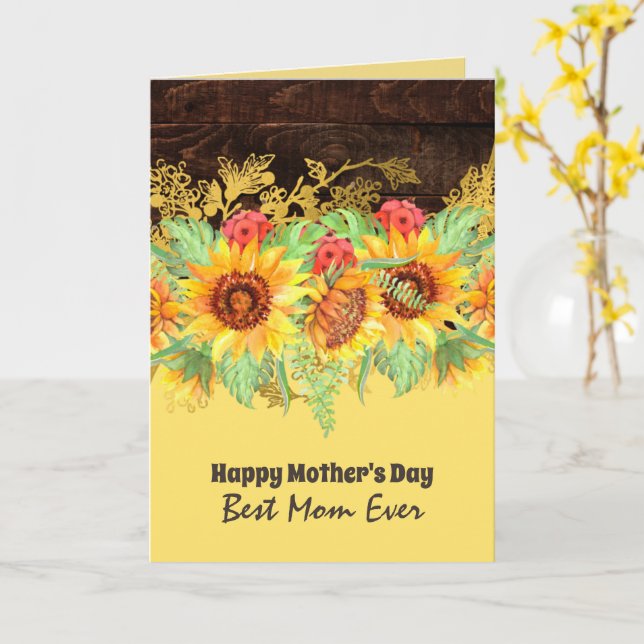 QUALITY Floral Mothers Day Cards Customisable (Yellow Flower)