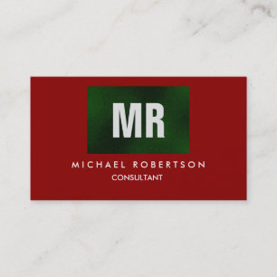 Quality Green Red Monogram Unique Business Card