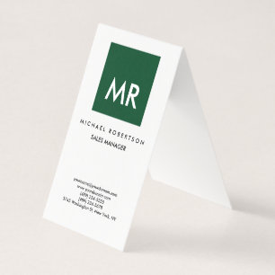 Quality Green White Monogram Elegant Unique Business Card