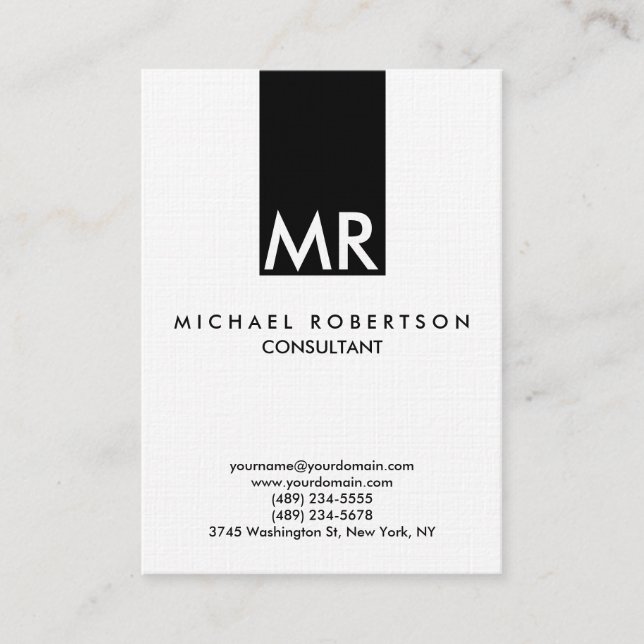 Quality Linen Special Monogram Unique Clear Business Card (Front)