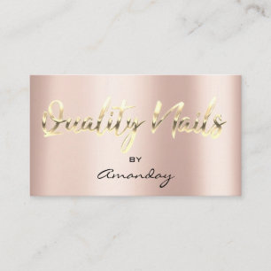 Quality Nails Studio QR Code Logo Rose Gold Business Card