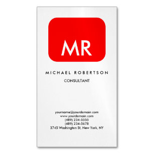 Quality Red White Monogram Elegant Unique Magnetic Business Card