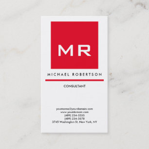 Quality Red White Monogram Elegant Unique Modern Business Card