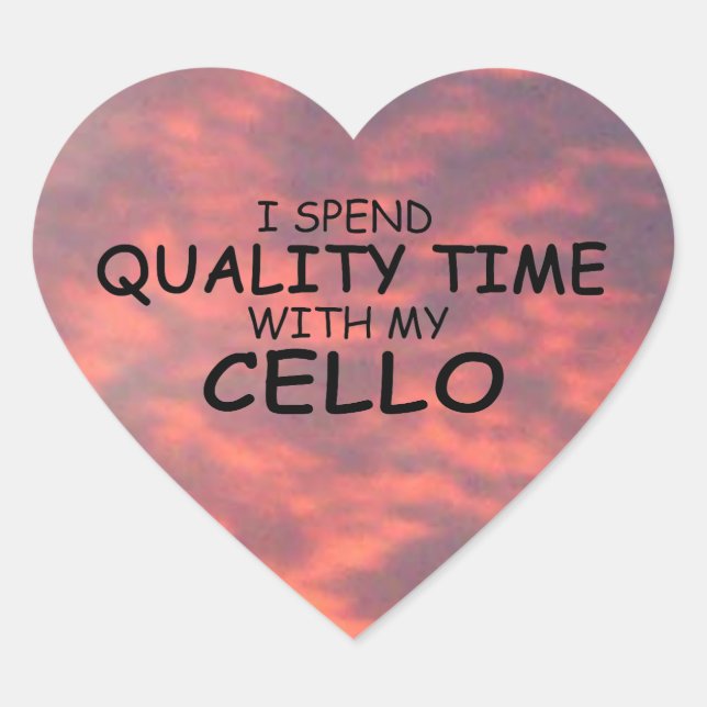 Quality Time Cello Heart Sticker (Front)