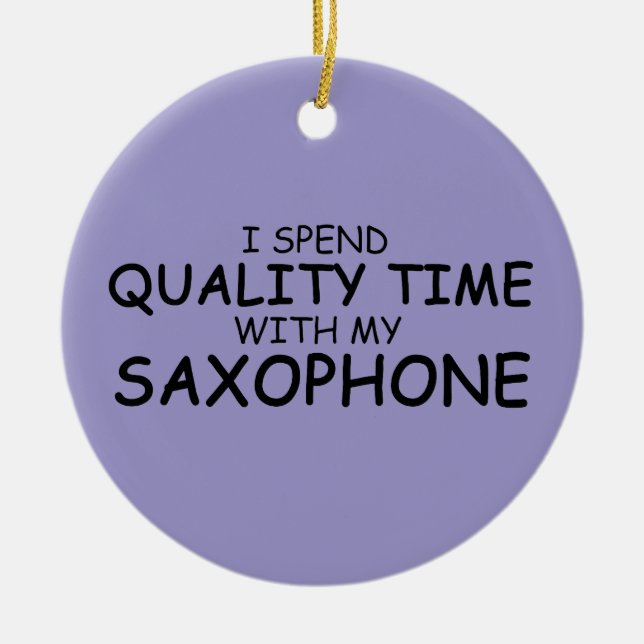 Quality Time Saxophone Ceramic Tree Decoration (Front)