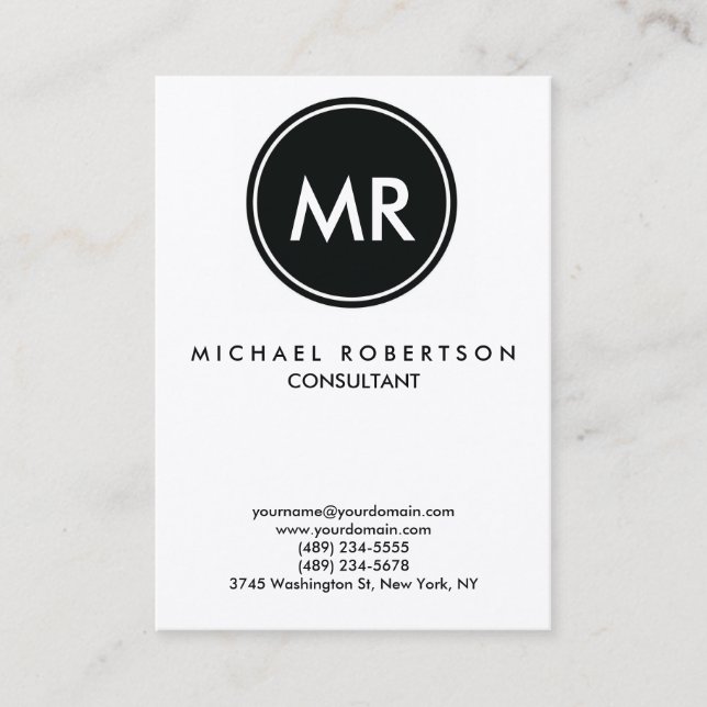 Quality Trendy Stamp Monogram Unique Business Card (Front)