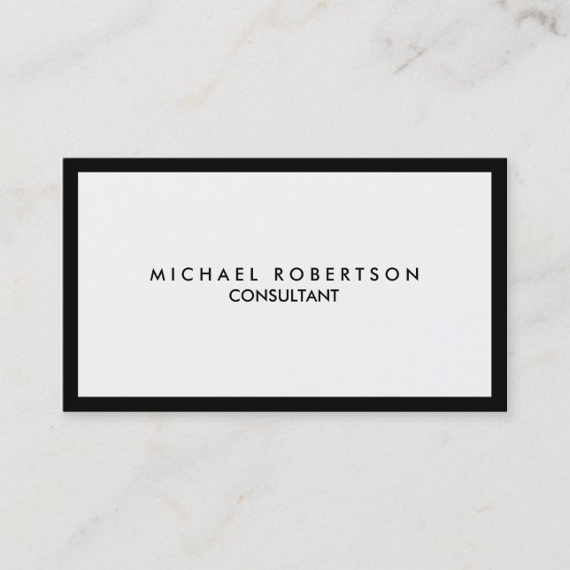 Quality Unique Plain Black Border White Business Card (Front)
